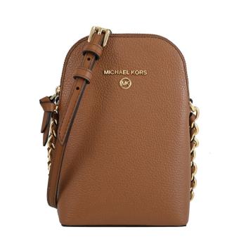 MICHAEL KORS Jet Set Charm 荔枝皮革隨身斜背手機包.咖