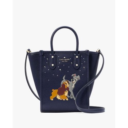 【Kate Spade】迪士尼聯名款Lady and the Tramp小姐與流氓真皮小托特包 深藍