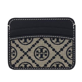 TORY BURCH 140292 緹花LOGO皮革隨身卡片夾.深藍