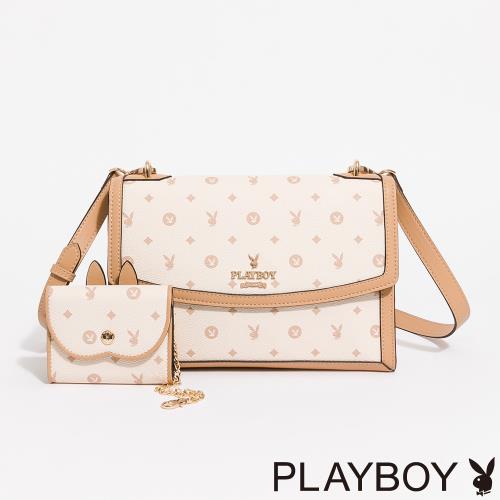 PLAYBOY - 翻蓋斜背包 Daylight系列 - 米色