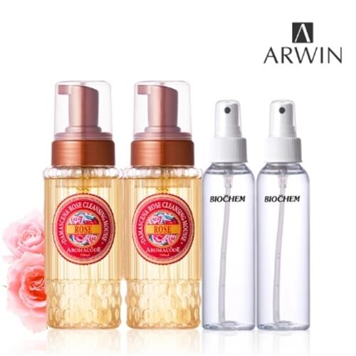 【倍優BIOCHEM】玫瑰氨基酸洗卸二用慕絲250ml*2瓶+BC保加利亞玫瑰水120ml*2瓶