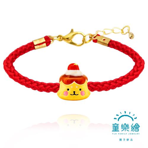 【童樂繪金飾】黃金甜點系列紅手繩-海豹布丁(親子款) 約重0.35錢±0.03(彌月金飾 彌月禮)