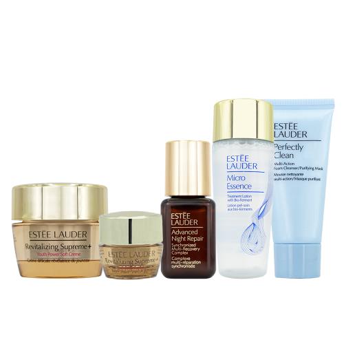 ESTEE LAUDER 雅詩蘭黛 年輕煥采旅行組[膠原霜+膠原眼霜+特潤超導修護露+細緻煥采雙效淨化潔面乳+原生露_百貨公司專櫃貨