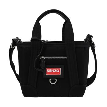 KENZO 2SA921 品牌LOGO帆布手提兩用小款托特包.黑色