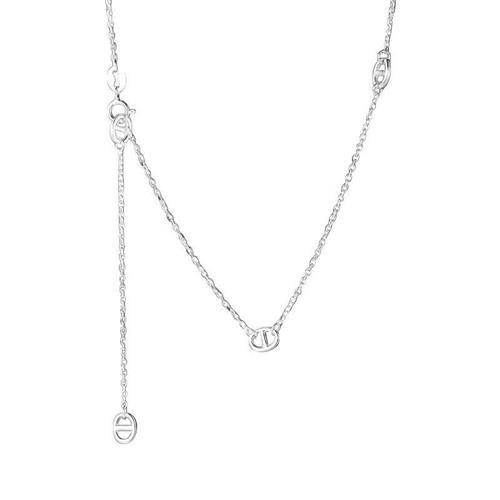925純銀項鍊豬鼻子吊墜-個性簡約長款O字鏈女飾品74iu36【獨家