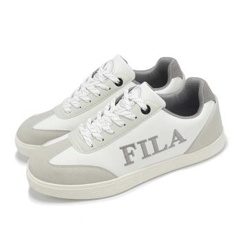 Fila 休閒鞋 Emblem 男鞋 白 灰 麂皮 低筒 復古 膠底 斐樂 1C942Y144
