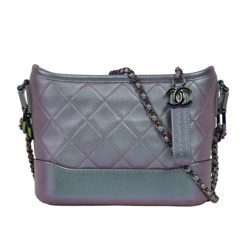 二手商品9成新_CHANEL Gabrielle Hobo 小牛皮流浪包(小款)(炫彩紫)