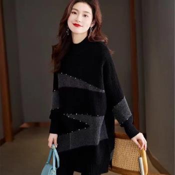 【LANNI 藍尼】★中長版黑色毛衣女上衣(上衣/女裝/毛衣/休閒/百搭)