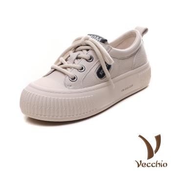 【VECCHIO】全真皮百搭休閒厚底餅乾鞋/全真皮頭層牛皮百搭休閒厚底餅乾鞋 女鞋 米