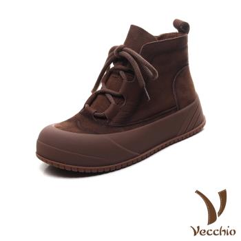 【VECCHIO】全真皮復古繫帶厚底休閒短靴/全真皮頭層牛皮復古繫帶厚底休閒短靴 女鞋 咖