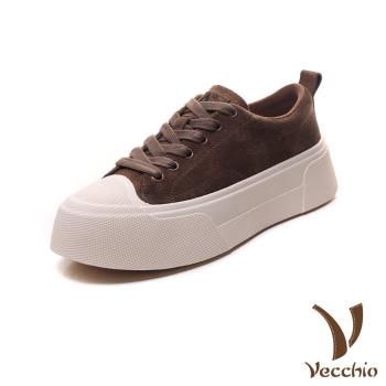 【VECCHIO】真皮磨砂牛皮復古餅乾鞋/真皮磨砂牛皮百搭復古休閒餅乾鞋 女鞋 咖
