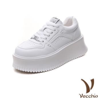 【VECCHIO】全真皮潮流鬆糕厚底休閒鞋/全真皮百搭潮流鬆糕厚底休閒鞋 女鞋 白