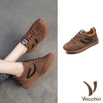 【VECCHIO】真皮翻絨牛皮厚底德訓鞋/真皮翻絨牛皮經典厚底休閒德訓鞋 女鞋 棕
