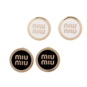 MIU MIU Logo 標誌琺瑯及金屬針式耳環(任選) 5JO912 2F6T