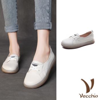 【VECCHIO】全真皮舒適軟底小白鞋/全真皮頭層牛皮舒適軟底經典小白鞋 休閒鞋 女鞋 白