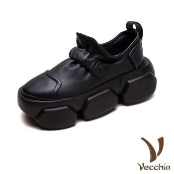【VECCHIO】全真皮抓摺一字帶輕量厚底短靴/全真皮頭層牛皮抓摺一字帶造型輕量厚底短靴 女鞋 黑
