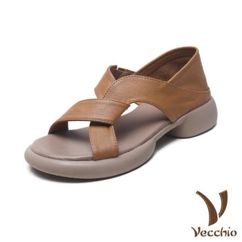 【VECCHIO】真皮兩穿曲線縷空厚底涼鞋拖鞋/真皮頭層牛皮兩穿法設計曲線縷空厚底涼鞋 拖鞋 女鞋 黃