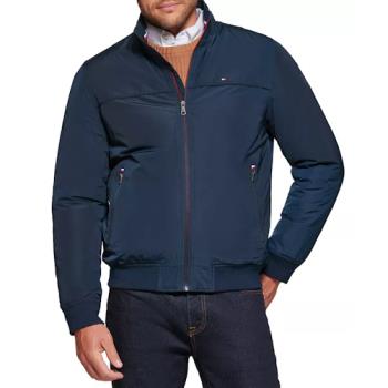 Tommy Hilfiger 2024男時尚深藍色飛行夾克外套