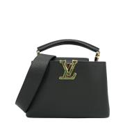 Louis Vuitton 展示品  Capucines BB 牛皮綠logo內裡手提斜背包(M21258-黑)