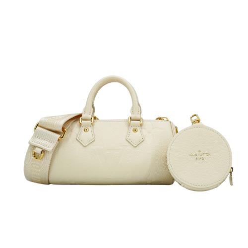 Louis Vuitton Papillon BB 壓紋牛皮手提斜背圓筒包(M45994-米白)