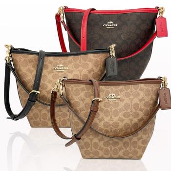 【COACH】新款C LOGO肩背斜背兩用水桶包(均一價)