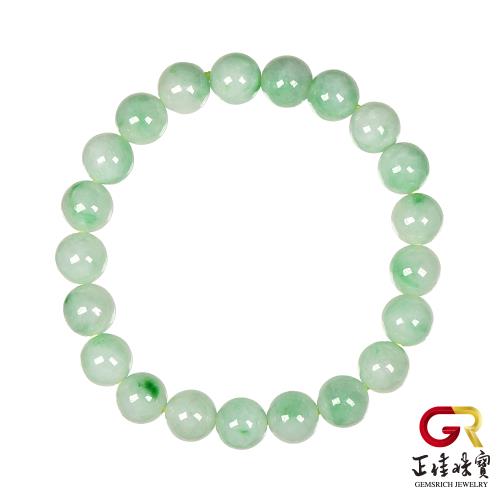 【正佳珠寶】翡翠 滿綠中飄陽綠 8.4-8.6mm 天然A貨翡翠手珠 緬甸玉手珠｜日本彈力繩