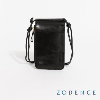 【ZODENCE 佐登司】FRANCES義大利植鞣革手機包(黑)