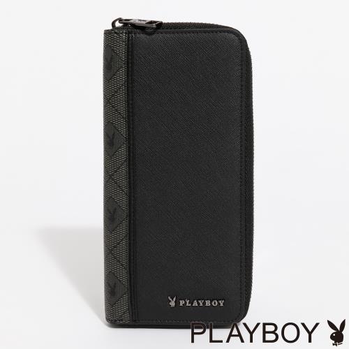 PLAYBOY - 拉鍊長夾  Black Knight系列 - 黑色