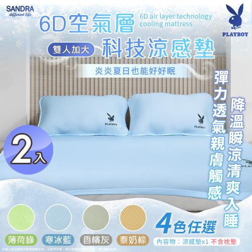 【Sandra仙朵拉】PLAYBOY 6D空氣層科技涼感墊-雙人加大x2入(182x188cm/床墊/冰涼墊/降溫/夏日必備/好眠神器)