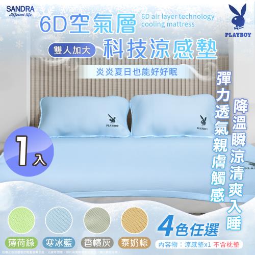 【Sandra仙朵拉】PLAYBOY 6D空氣層科技涼感墊-雙人加大x1入(182x188cm/床墊/冰涼墊/降溫/夏日必備/好眠神器)