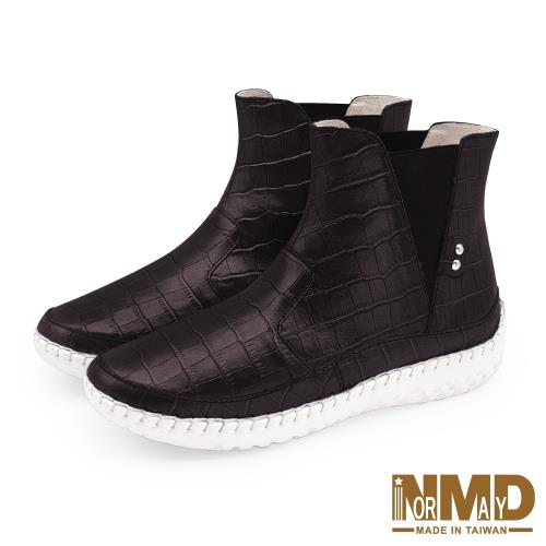 【Normady 諾曼地】經典時尚V型鬆緊厚底內增高高階版球囊氣墊短靴-MIT手工鞋(率性咖)