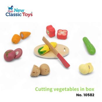 荷蘭New Classic Toys 五彩蔬食木製切切樂-10582