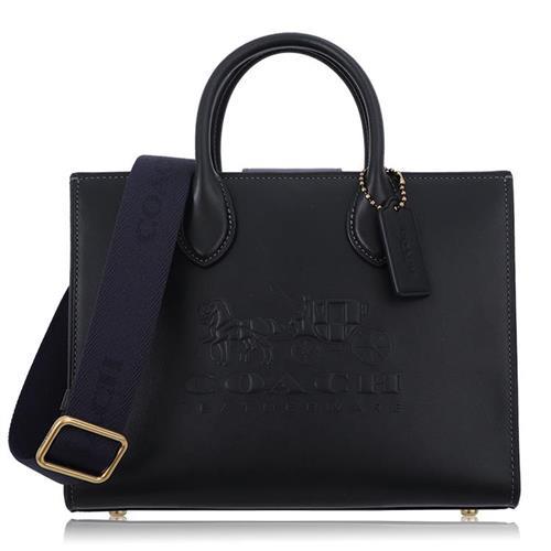 COACH 小牛皮 / 中款 / 斜背 兩用包(專櫃款)_黑色