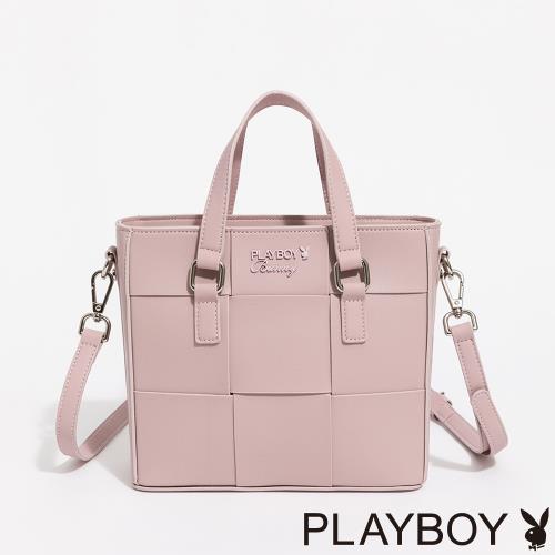 PLAYBOY - 手提包附長背帶 Weave系列 - 淡紫色