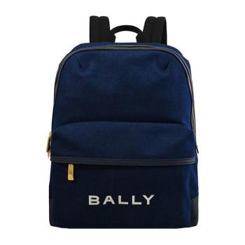 【展示福利品】BALLY 6306640 TRECK 經典LOGO帆布商旅大後揹包.牛仔藍