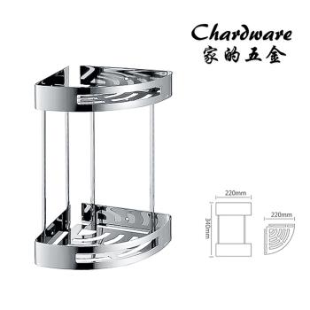 【家的五金】H5182 - 304不鏽鋼亮光角落架（雙層）(鏡面不鏽鋼.工業風.衛浴配件.浴室.置物架.不銹鋼.牆角架)