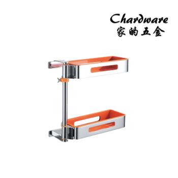 【家的五金】H8590-2 304不銹鋼旋轉置物架（雙層）(高低可調.180度旋轉.活動置物架.壁掛.亮光.不鏽鋼.衛浴配件.浴室)