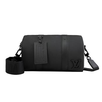 Louis Vuitton LV M59255 CITY KEEPALL 粒面小牛皮寬背帶斜背波士頓包