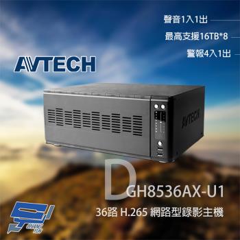 昌運監視器 AVTECH 陞泰 DGH8536AX-U1 36路 NVR 網路型錄影主機 支援8硬碟