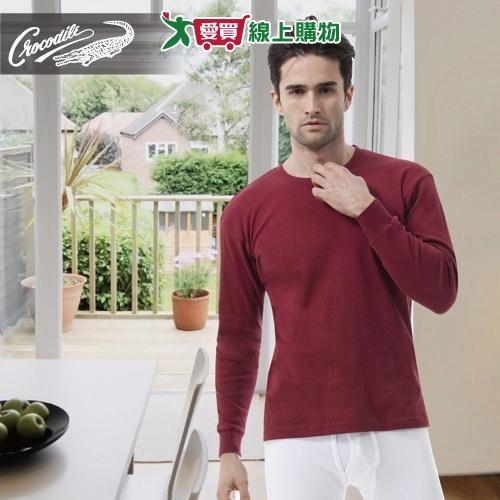 Crocodile鱷魚 100%精梳棉彩色圓領長袖 M-XL 100%棉 長袖 上衣 吸濕 排汗 衛生衣【愛買】