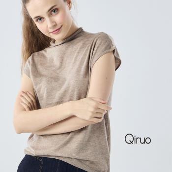 【Qiruo 奇若】秋冬專櫃針織短袖上衣0188A-45卡色小立領百搭