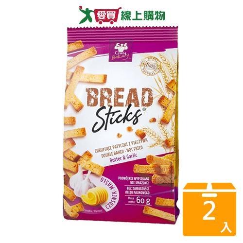 瘋狂麵包店奶油香蒜風味麵包乾60G【兩入組】【愛買】