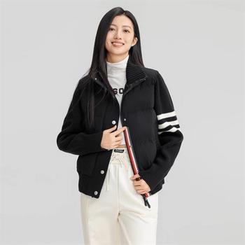 預購 BRIGA LSYGCDF6515設計師90%白鴨絨時尚針織袖增厚羽絨服外套
