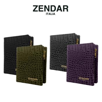 ZENDAR 限量1折 頂級小牛皮 咬錢鱷魚紋短夾 全新專櫃展示品 (附禮盒包裝 品牌提袋)