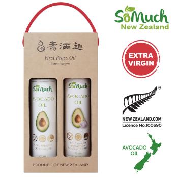 【壽滿趣-Somuch】紐西蘭頂級冷壓初榨酪梨油1+蒜香酪梨油1禮盒(250mlx2)
