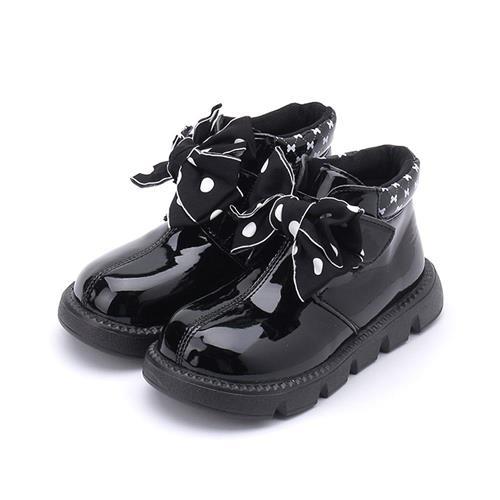 DOOK 絲巾蝴蝶結魔鬼氈短靴 黑 中大童鞋 鞋全家福