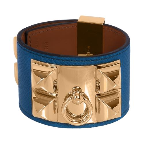 展示商品_HERMES EPSOM皮 鉚釘金釦CDC手環 (S)(藍色)