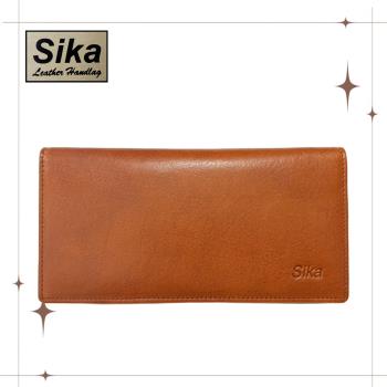 Sika 真皮100%義大利牛皮／男用長皮夾／14卡片 (淺咖啡色-A8202-01)