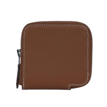 HERMES Silkin Evercolor皮 絲巾內裡零錢包(金棕色) H084716CK AA
