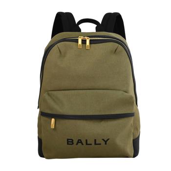 BALLY 6306641 TRECK 經典LOGO帆布商旅大後揹包.軍綠